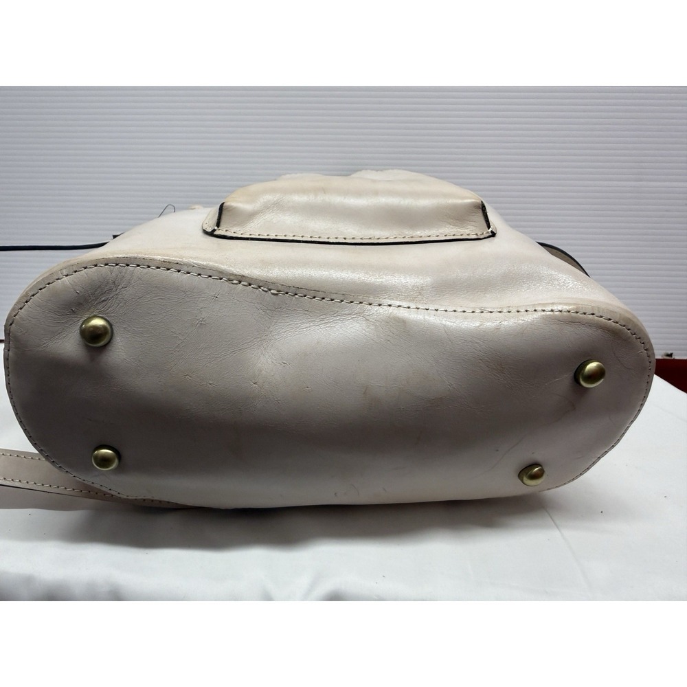 Patricia Nash SABINA Leather Crossbody Drawstring Bag ~Chalk White Distressed - Picture 12 of 12